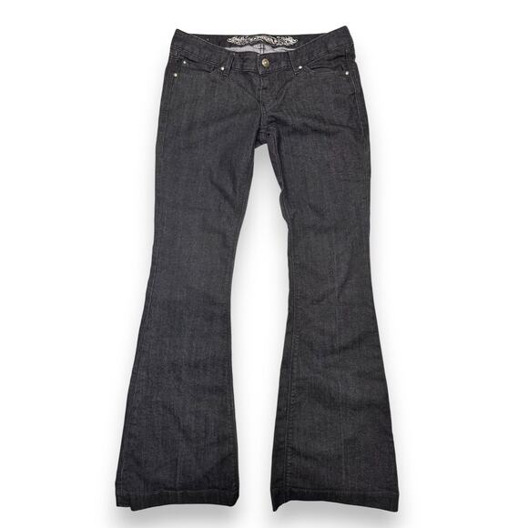 Y2K Express Stella Flare Dark Charcoal  Low Rise Jeans Size 6 - Picture 1 of 16